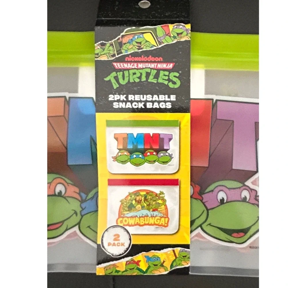 TMNT Teenage Mutant Ninja Turtles 2pk Reusable Snack Bags Nickelodeon New